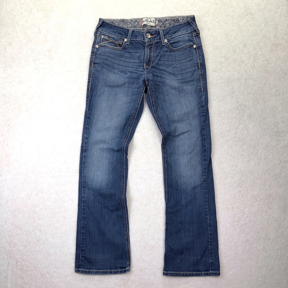 Ariat REAL Denim Jeans Womens 31R Blue Mid Rise Bootcut Western Stretch Cowgirl